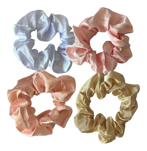 Scrunchies Liga Dona Cinta Para Cabello Satin Colores 4 Pza