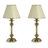 Set X2 Lampara Velador Clasico De Mesa En Bronce Apto Led