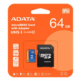 Memoria Micro Sd 64gb Marca Adata V10 Class10 + Adaptador Sd