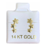 Arete Broquel Tres Estrellas Oro 14k