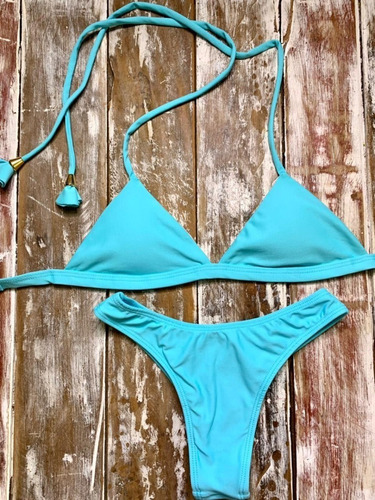 Bikini Brasileño Azul Celeste Corte Alto
