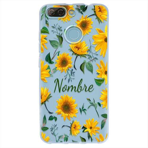 Funda Zte Blade Flores Girasoles Personalizada Con Tu Nombre