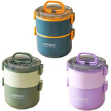 Lonchera Contenedor Lunch Box Acero Inox 2 Niveles 1600ml 