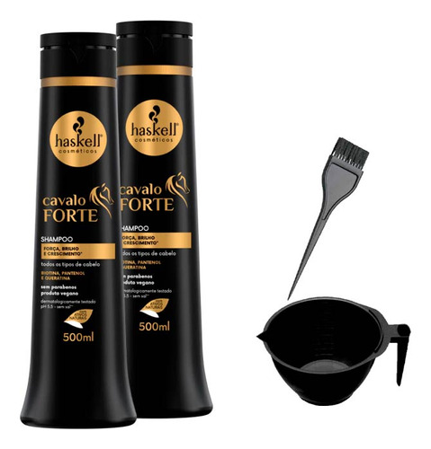 Kit 2 Shampoo Haskell Cavalo Forte 500ml +cumbuca