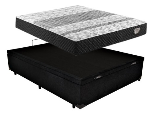 Cama Box Baú Viúva + Colchão Molas Ecoflex Soft 1.28 X 1.88