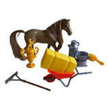 Set Juguete Mini Caballo Realista + Accesorios Granja Pet