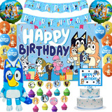 Kit Fiesta Bluey Decoración Cumpleaños + Lona (36 Pzas)