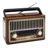 Radio Vintage Am/fm Con Linterna Recargable Mp3 Led