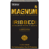 Trojan Magnum Ribbed Condones Extra Largos 12 Pzas Americano