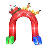 Arco Navidad Trineo Santa Claus Decoración Inflable 2.4 Mts