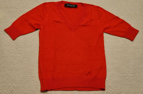 Sweater Básico Cuello V Manga 3/4 Akiabara Rojo Talle 2