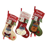 Christmas Stocking For Fireplace Reindeer Gifts 3pcs