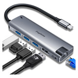 Hub Ethernet Usb C, Adaptador Multipuerto Portatil Fophmo 6