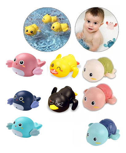8 Juguetes De Baño Para Bebes,tortuga,pato,delfín
