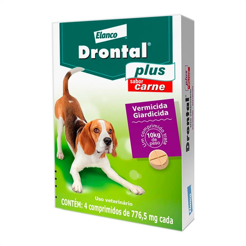 Drontal Plus Vermicida Cães 10kg Carne C/ 4 Comprimidos