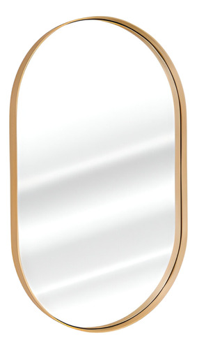 Espelho Oval Moldura Em Metal Moderno Grande 80x50 De Parede