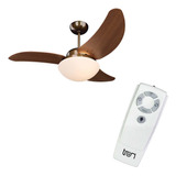 Ventilador De Teto 3 Pás Mdf Cobre Tabaco Solano 110cm 130w 220v Com Controle Remoto Tron