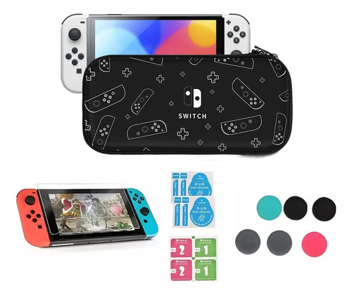 Para Switch Lite Estuche + Mica + Grips Joystick Case Funda