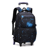 Mochila Escolar Impermeable Grande De Galaxia Con Ruedas Carrito Para Niño Primario Secundario, Viaje, Laptop