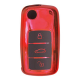  Funda Para Llave Alarma Auto (vw, Seat, Audi) Rojo Cromado