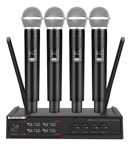 Microfono Inalambrico Dinámico Karaoke 4 Canales Por Ktv Pc