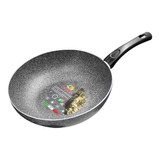 Wok Italiano Con Antiadherente De Granito De 28 Cm Vencort Color Gris