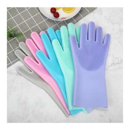 Guantes Silicona Limpieza Detergente Deco Esponja Cocina 