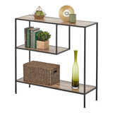 Mdesign Modern Wood Console Table With Shelf - Sturdy Metal 