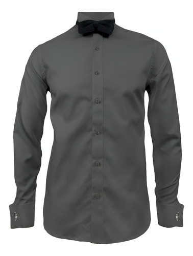 Camisa Smoking Ocasión Azul Oscura Manga Larga Slim Hombre