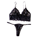 Conjunto Bralette Corpiño Encaje Colaless Lenceria Femenina