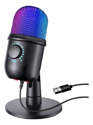 Micrófono Para Pc Podcast Gamer Condensador Cardioide Rgb