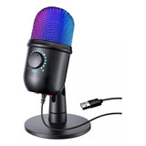 Micrófono Para Pc Podcast Gamer Condensador Cardioide Rgb