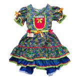 Vestido Infantil Junino Luxo Tamanho 12 Algodão/ Laise 25227