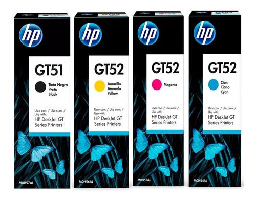 Combo 4 Tintas Hp Gt53 + Gt52  Original Gt5820 Tank 410 450