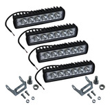 Kit 4 Farol De Milha 18w Retangular Comprido 6 Led 12v 24v