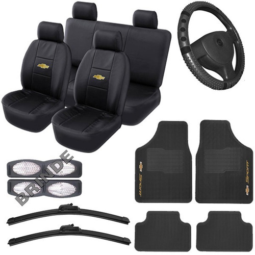 Kit Capa Couro Banco Carro Tapete Volante Chevrolet  Palheta