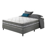 Cama Box Casal Viúva + Colchão Molas Ensacadas Miami 128x188 Cor Cinza