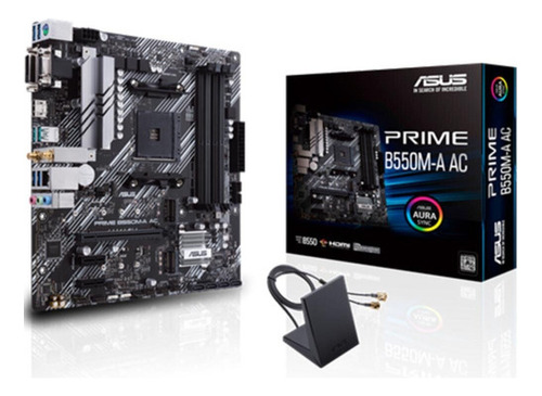 Motherboard Asus Prime B550m-a Ac Wifi Am4 Ryzen Aura Sync Color Negro