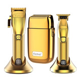 Máquina De Corte Kemei K32s Gold + Patillera + Shaver Barber