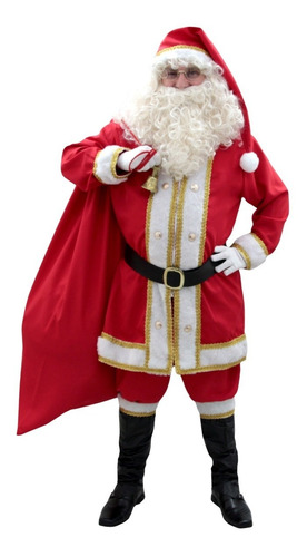 Roupa Papai Noel Barba E Peruca Importada Fantasia Luxo 