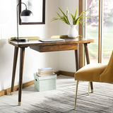 Safavieh Home Office Parker Modern Walnut And Gold Escritor.