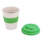 Vaso Bambú Ecológico Café Té Tapa Y Banda En Silicona 350ml