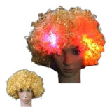 Peluca Luminosa Payaso Afro Amarillo Rulos Cotillón Led Disf