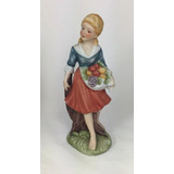 Lefton Vintage Figura Bella Porcelana Biscuit Niña Con Cesta