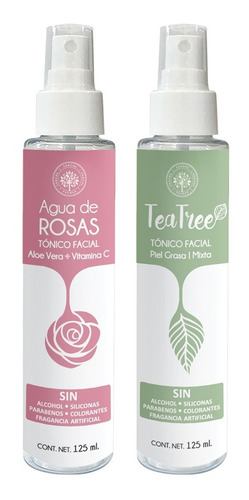 Kit Cuidado Limpieza Facial: Agua De Rosas + Tónico Tea Tree