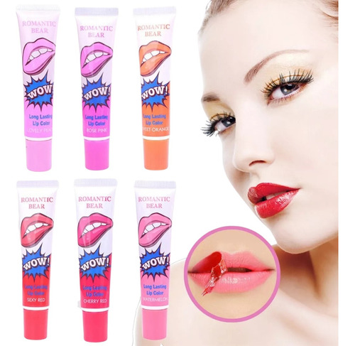 Labial Tinta Indeleble Larga Duración Peel Off Lip Gloss Acabado Sexy Red Color A Escoger