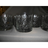235- Juego De 10 Vasos De Cristal Tallado Whisky