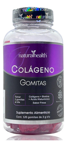 Colágeno Biotina Ácido Hialurónico 120 Gom Natural Health.