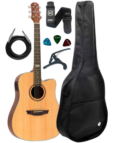 Kit Violão Strinberg Folk Sd200c Ns Elétrico + Acessórios