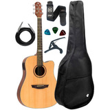 Kit Violão Strinberg Folk Sd200c Ns Elétrico + Acessórios